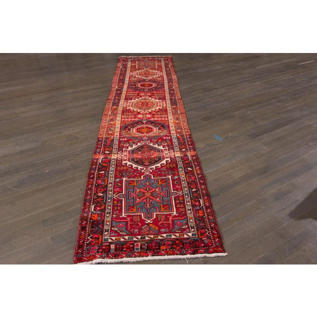 Early 20th Century Vintage Persian Heriz Rug, 3'2" X 12'10" For Sale In New York - Image 6 of 9