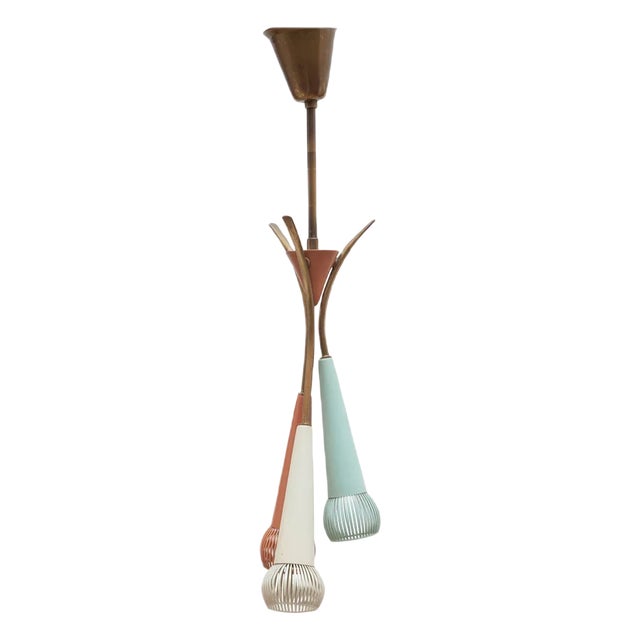 Tricolor Sputnik Cluster Pendant, 1950s For Sale