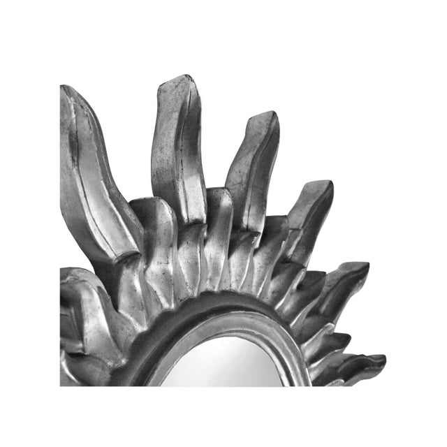 Mid-Century French Silver Wood Sun Mirror, 1960 For Sale - Image 3 of 6