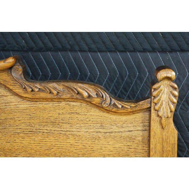 Antique 19th Century American Victorian Carved Oak Full to Queen Size Bed For Sale - Image 10 of 18