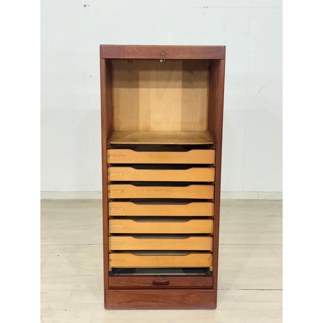 Vintage Danish Teak Roll-Top Cabinet For Sale - Image 3 of 14