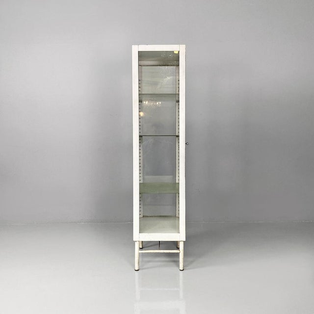 Mid-Century Italian White Metal and Glass Pharmacy Display Cabinet, 1950s For Sale - Image 4 of 18