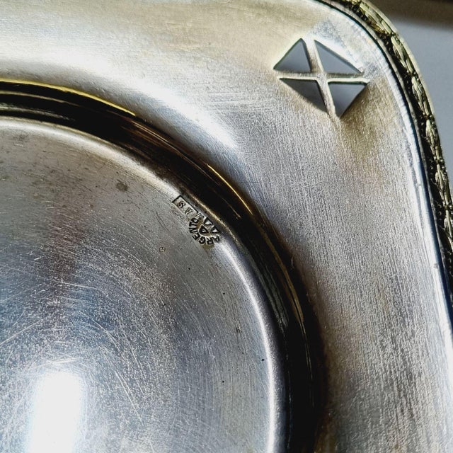 Art Deco Silver-Plated Argentor Tea Set with Karlsbad Porcelain Liners, 1930s, Set of 20 For Sale - Image 16 of 18