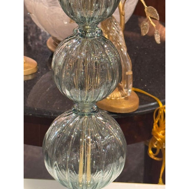 Murano Fontana Green Glass Ball Form Lamps - a Pair For Sale In Dallas - Image 6 of 7