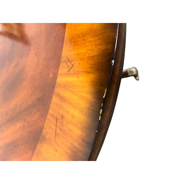 Wood Vintage Maitland-Smith Regency Style Flame Mahogany Round Center Table With Brass Casters For Sale - Image 7 of 10