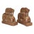 Pair Carved Wood Seated Rams Gold / Burgundy Wash For Sale