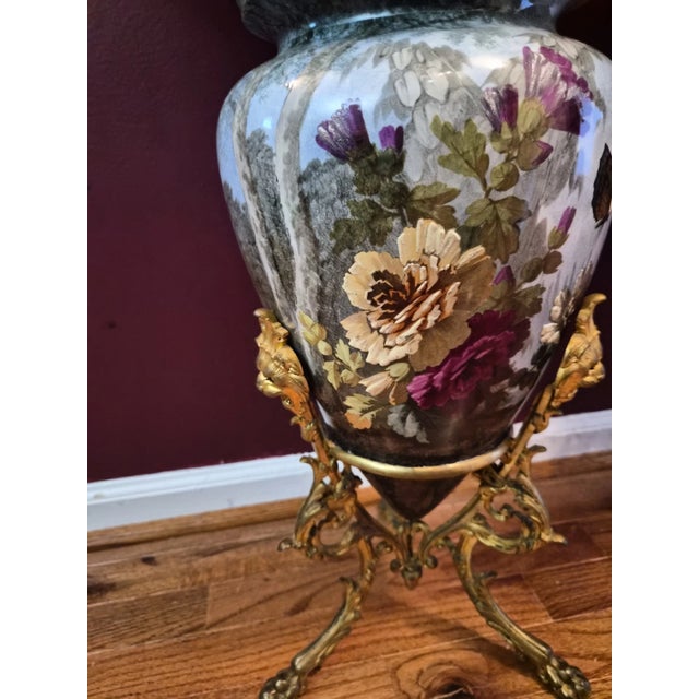 Rare Antique Pair of Louis XVI Style Sevres Porcelain Ormolu Mounted Jardinieres For Sale - Image 6 of 11