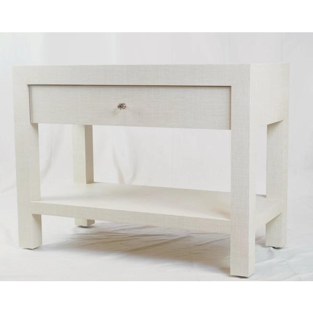 Custom Contemporary Linen Wrapped Nightstands, A Pair For Sale In New York - Image 6 of 8