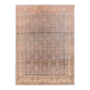 1890s Blue Navy Herati Antique W. Persian Senneh Rug 4'7" X 6'6" Knotted Pile Wool Carpet