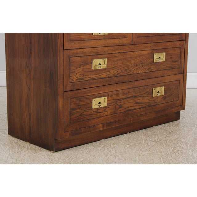 Henredon Campaign Style Oak Bedroom Armoire For Sale - Image 9 of 17