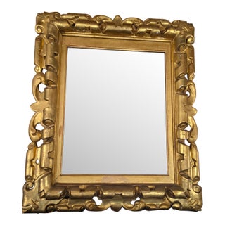 Antique 18th Century Gold Leaf Mirror Carved Wood For Sale