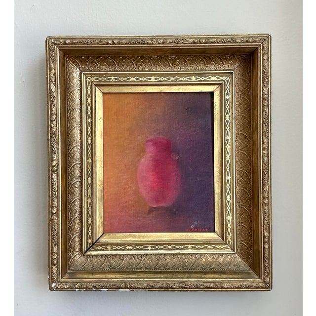 Pink Vintage Boho Original Abstract Expressionist Still Life on Canvas For Sale - Image 8 of 12