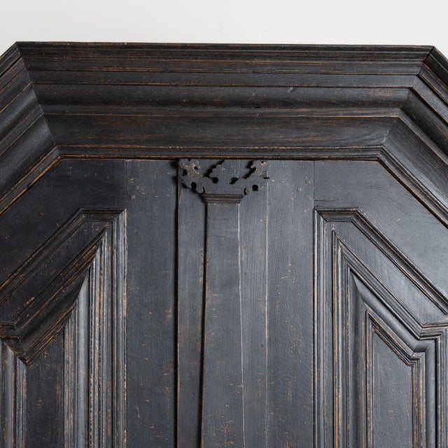 19th Century Danish Baroque Oak Large Black Painted Armoire For Sale - Image 6 of 18