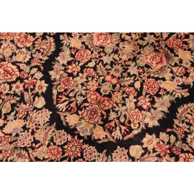 Shabby Chic Medallion 1990's Pak-Persian Black/Gold Wool Rug - 5'11'' X 9'1'' For Sale - Image 4 of 9