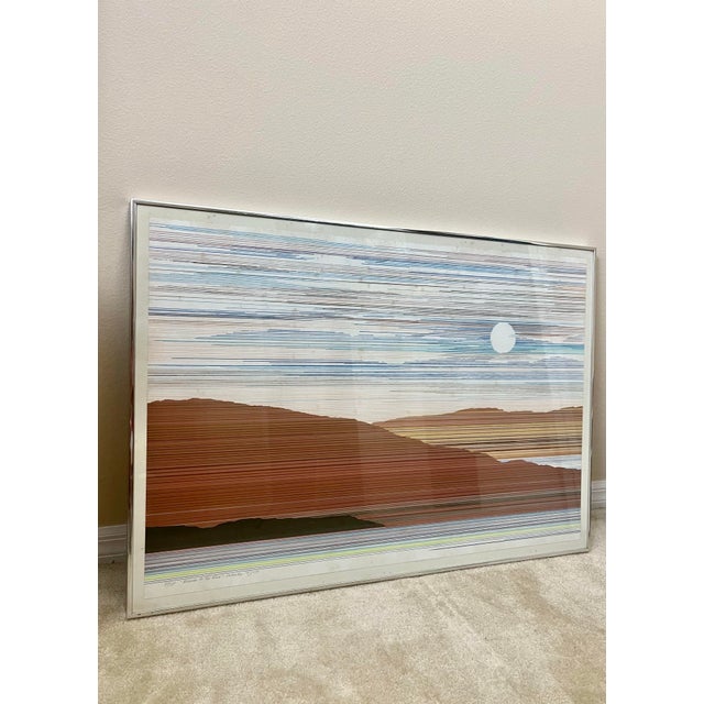 Abstract Landscape Wall Art. A large serigraph on paper by American artist Marcus Usilvesky. This print depicts a...
