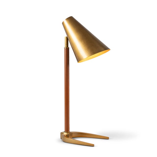 Oslo Arnold Accent Lamp with Metal Shade with Vegan Leather Column For Sale In Chicago - Image 6 of 6