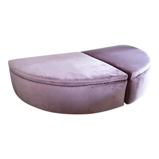 1980s Pair of Velvet Lavender Ottomans For Sale