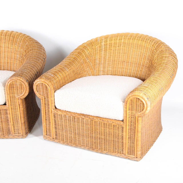 Light Yellow Set of Wicker Bergere Chairs For Sale - Image 8 of 10