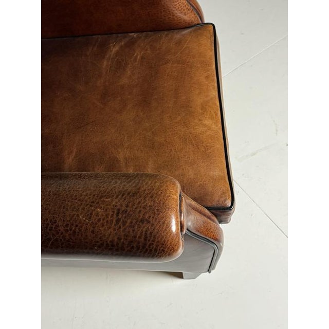 Wingback Club Chair in Sheep Leather For Sale - Image 11 of 18