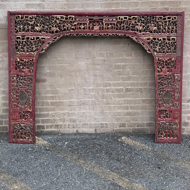Chinese Early 20th Century Chinese Carved Architectural Panel For Sale - Image 3 of 11