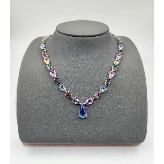 Modern 62.20 Ct Natural No Heat Sapphire Necklace For Sale - Image 3 of 10