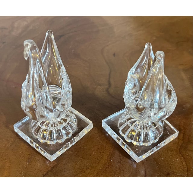Antique 19th Century American Flint Glass Swan Form Open Salt Cellars With Lemon Squeeze Bases - A Pair For Sale - Image 13 of 14