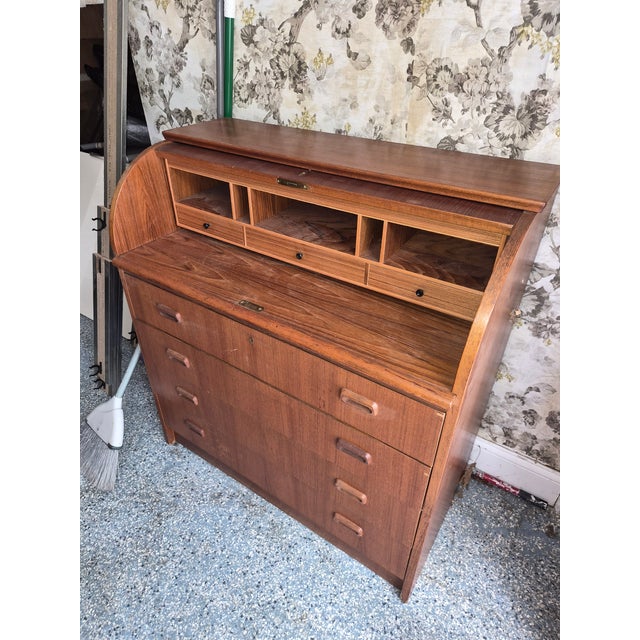 Mid-Century Modern Danish Cylinder Secretary Desk For Sale - Image 3 of 5