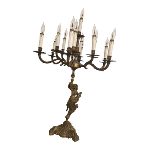 Monumental Brass Figural Maiden 13-Light Candelabrum, Circa 1960s