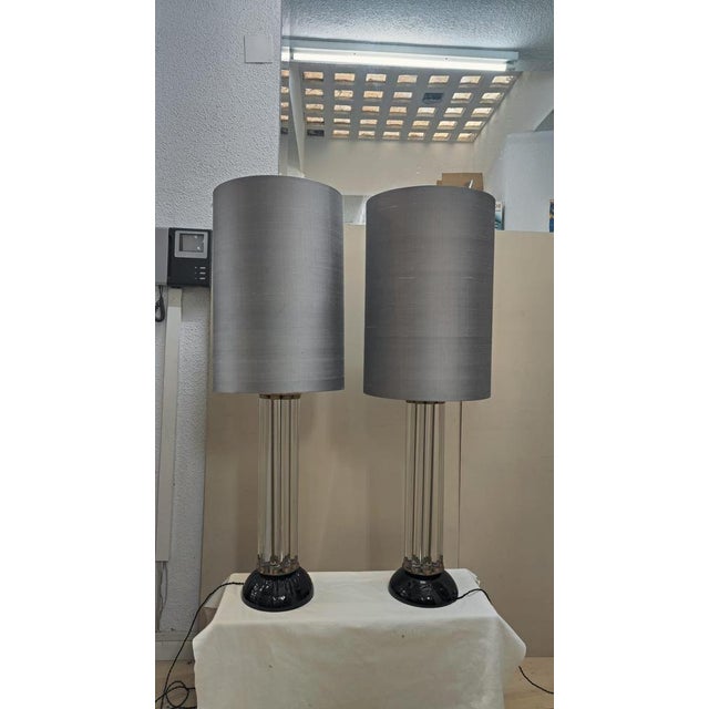 Gold Italian Art Deco Style Crystal Table Lamps, 1970s, Set of 2 For Sale - Image 8 of 12