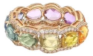 Natural rainbow sapphire ring in 14k gold