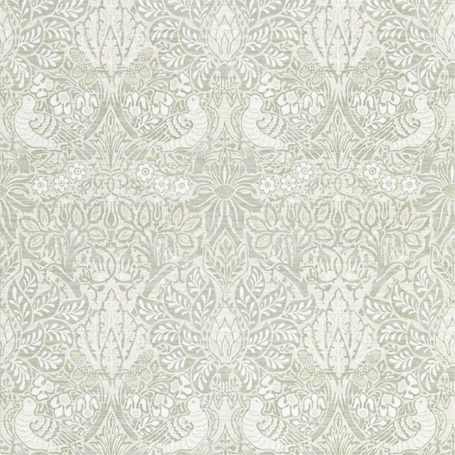 Morris & Co Pure Dove & Rose Wallpaper in Grey Blue - a Sample For Sale