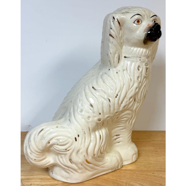 Large 19th C. English Staffordshire Pottery Spaniels, Great Scale & Expressions For Sale - Image 16 of 18