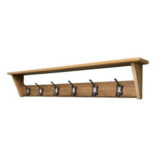 Long Pine Coat Rack and Shelf, 1960 For Sale