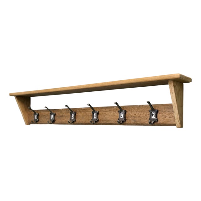 Long Pine Coat Rack and Shelf, 1960 For Sale