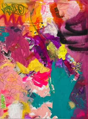 "Joy in Every Moment" Contemporary Original Abstract Acrylic Painting by Amy Smith