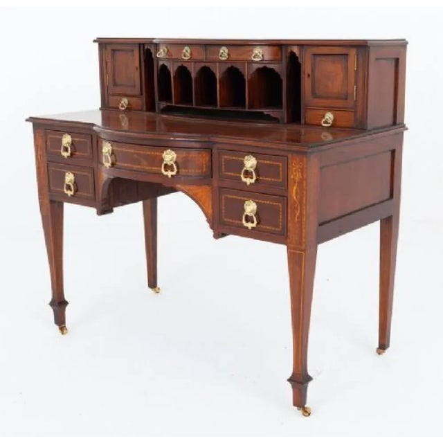 Brown Sheraton Desk Bonheur Du Jour in Mahogany, 1880 For Sale - Image 8 of 8