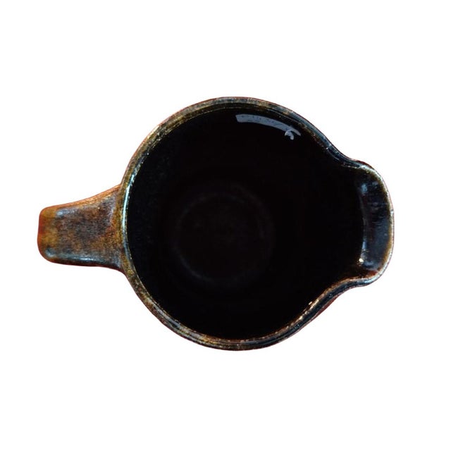 1960s Poterie d'Accolay Brutalist Tobacco-Glazed Ceramic Pitcher, 13cm/5.1" For Sale - Image 6 of 8
