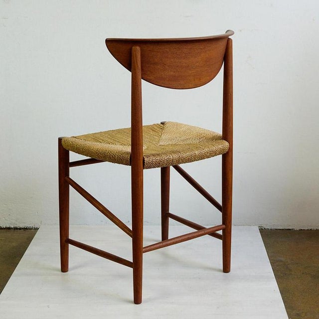 Brown Scandinavian Teak and Cane Dining Chair attributed to Peter Hvidt for Soborg, Denmark, 1950s For Sale - Image 8 of 11