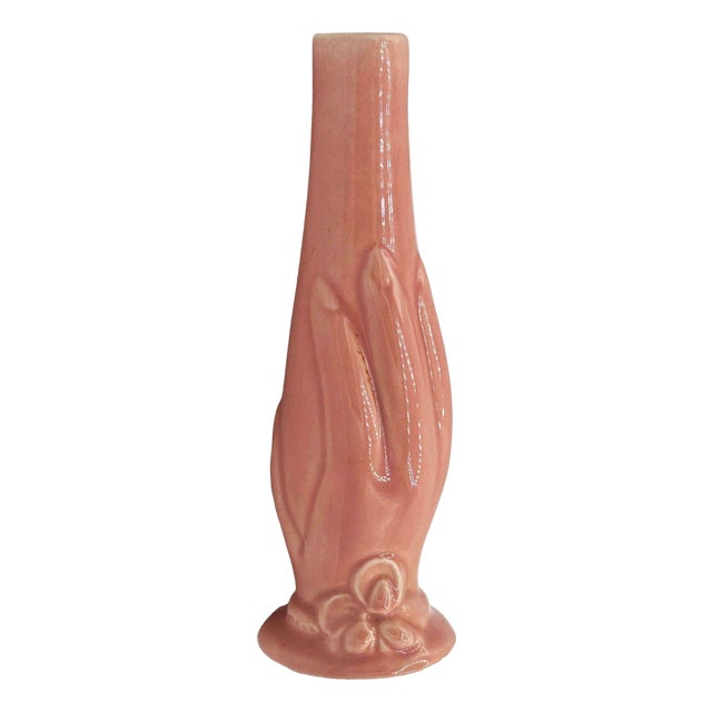 6"Tall Pink Maroon Mid 20th Century "Alc" Vase by Lorle Pottery For Sale