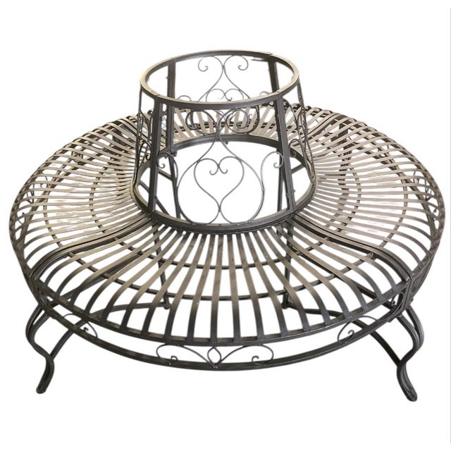 Victorian Victorian Style Wrought Iron Circular Tree Bench For Sale - Image 3 of 7