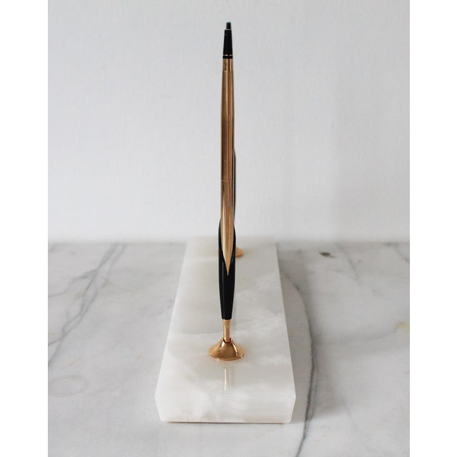 Vintage Cross 1/20 10k Gold Filled Ballpoint Pen Pencil Desk Set W/ Marble Base For Sale - Image 4 of 10