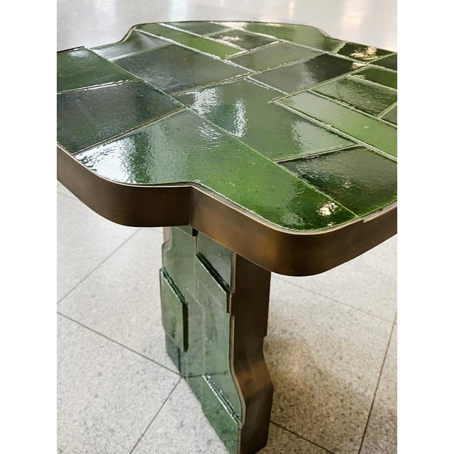 Italian Raku Ceramic & Bronze Sculptural Side Table For Sale - Image 9 of 12