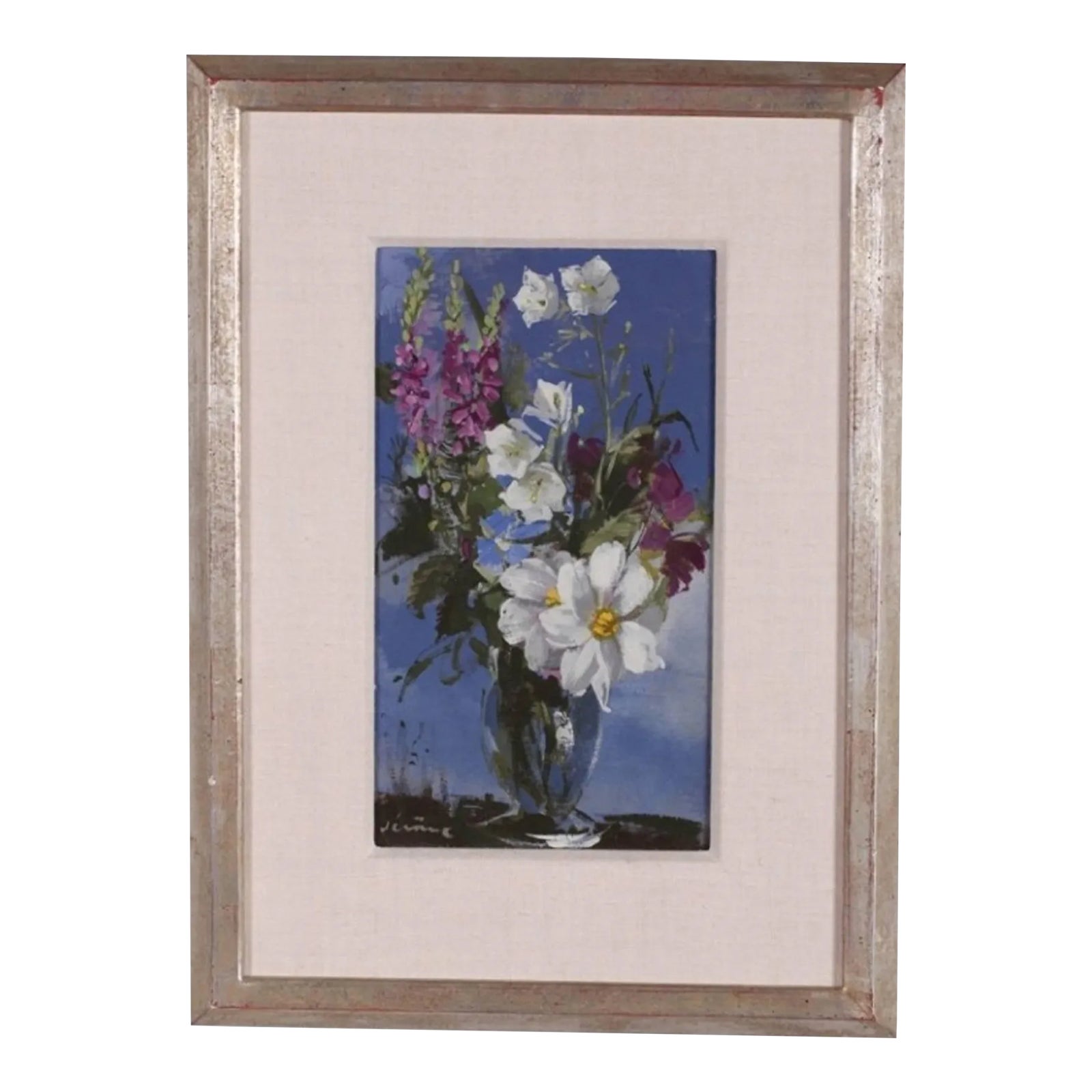 Pierre Jerome, Vibrant Floral Oil Painting Vase of Spring Flowers Pierre Jerome Chairish
