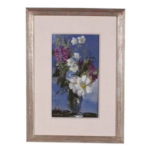 Pierre Jerome, Vibrant Floral Oil Painting Vase of Spring Flowers Pierre Jerome