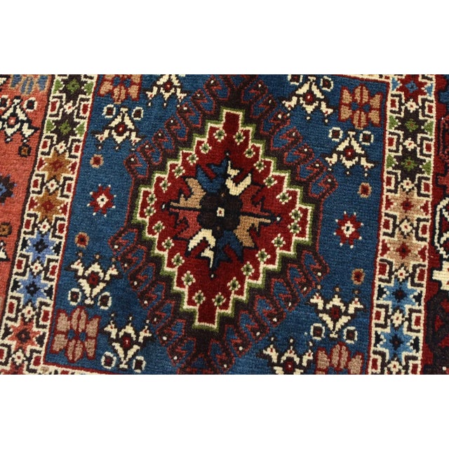 Textile Yalameh Rug 4'11'' X 6'7'' Multicolor Wool Vintage Tribal Hand-Knotted Carpet For Sale - Image 7 of 14