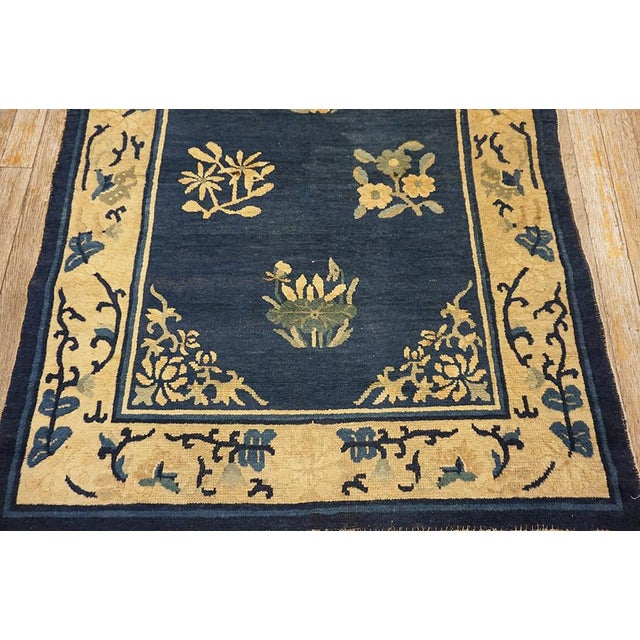 Exceptional Navy Blue Color With Great Florid Design Antique Chinese Peking Rug For Sale In New York - Image 6 of 14