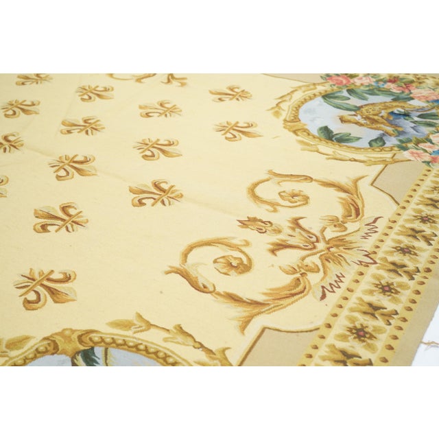 Aubusson Flat Weave Wool Rug 6'0" X 9'0" For Sale - Image 4 of 11