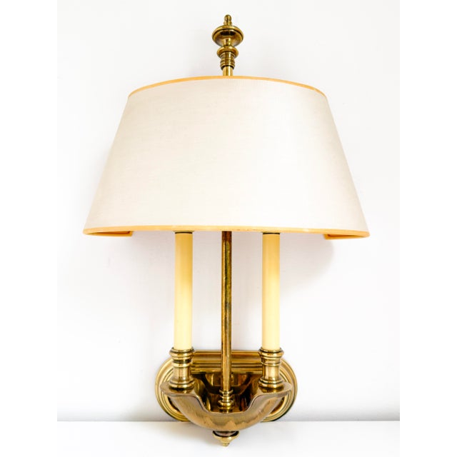 Vintage Neoclassical Brass Wall Lamp with Off-White Shade, 1970s For Sale - Image 11 of 18
