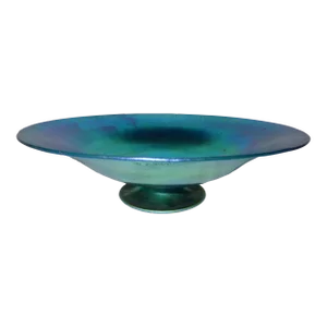 Early 20th Century Carder Steuben Blue Aurene Glass Console Bowl