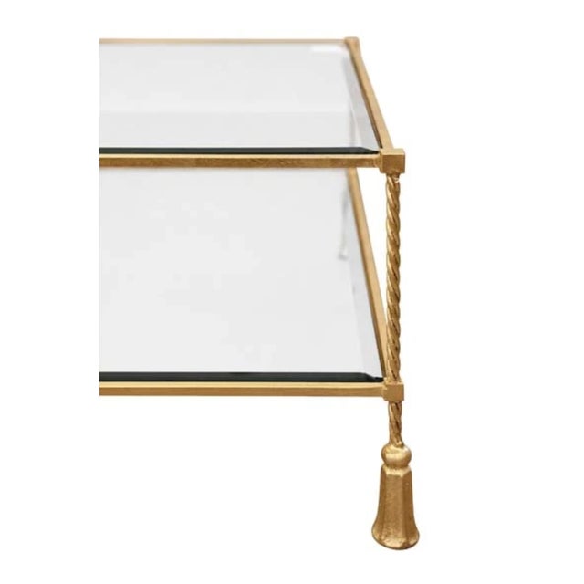 Contemporary Matthew Izzo Home Schiffer Gold Leaf Tassel Glass Top Coffee Table For Sale - Image 3 of 6